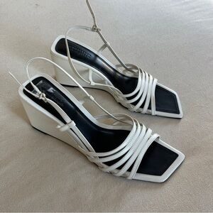 Mercedes Castillo Julia Cream Wedge Strappy Sandals Size 41 US 11
